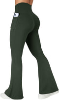 Flare Leggings with Pockets for Women Seamless Crossover Yoga Pants with Tummy Control Bootcut Work Pants Trendy